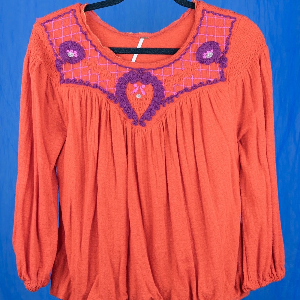 Sweet orange Free People top